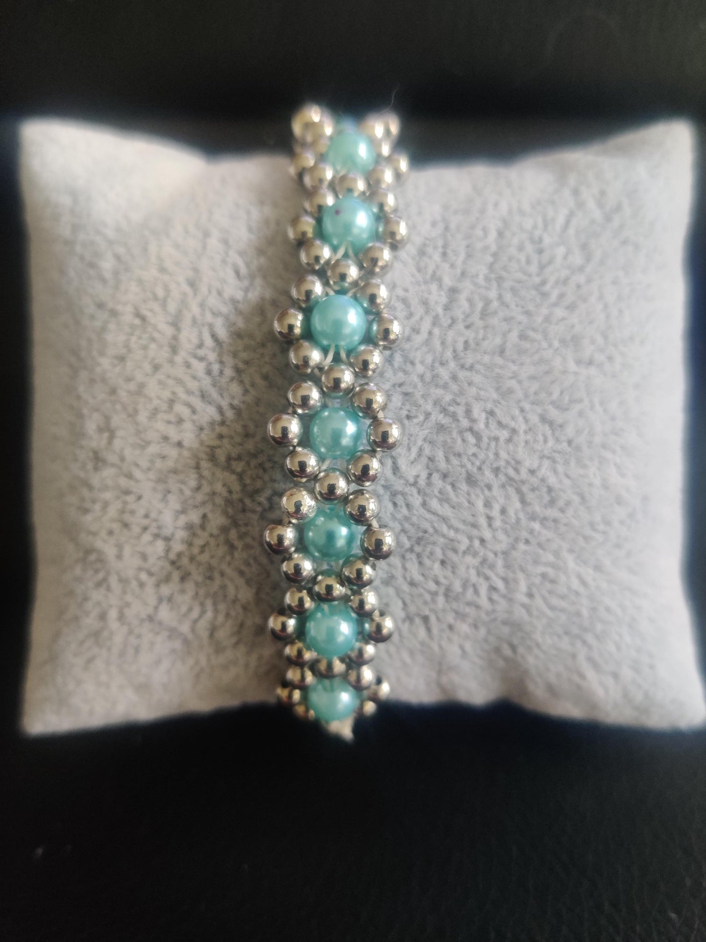 Handgjort Turkost Smyckesset - Armband och Örhängen med Silverdetaljer