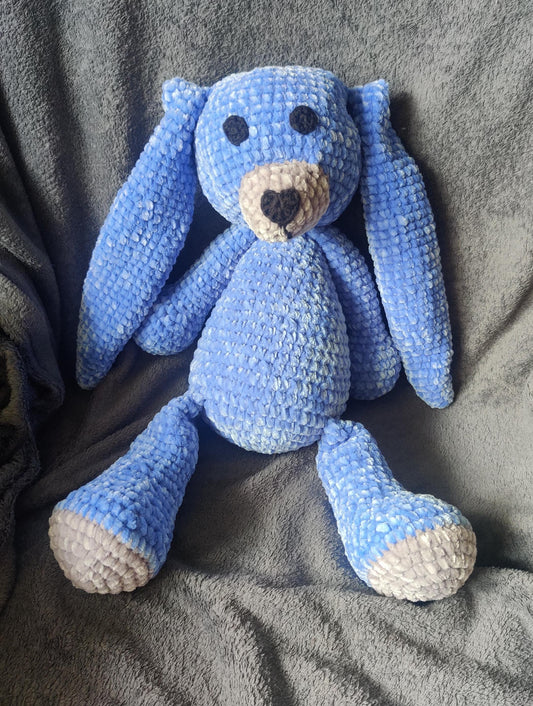 Handvirkad Mjuk Kanin - Blå Gosdjur för Barn