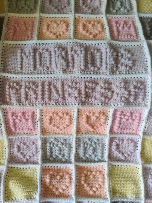 Virkad Babyfilt - Mormors Prinsessa, Flerfärgad