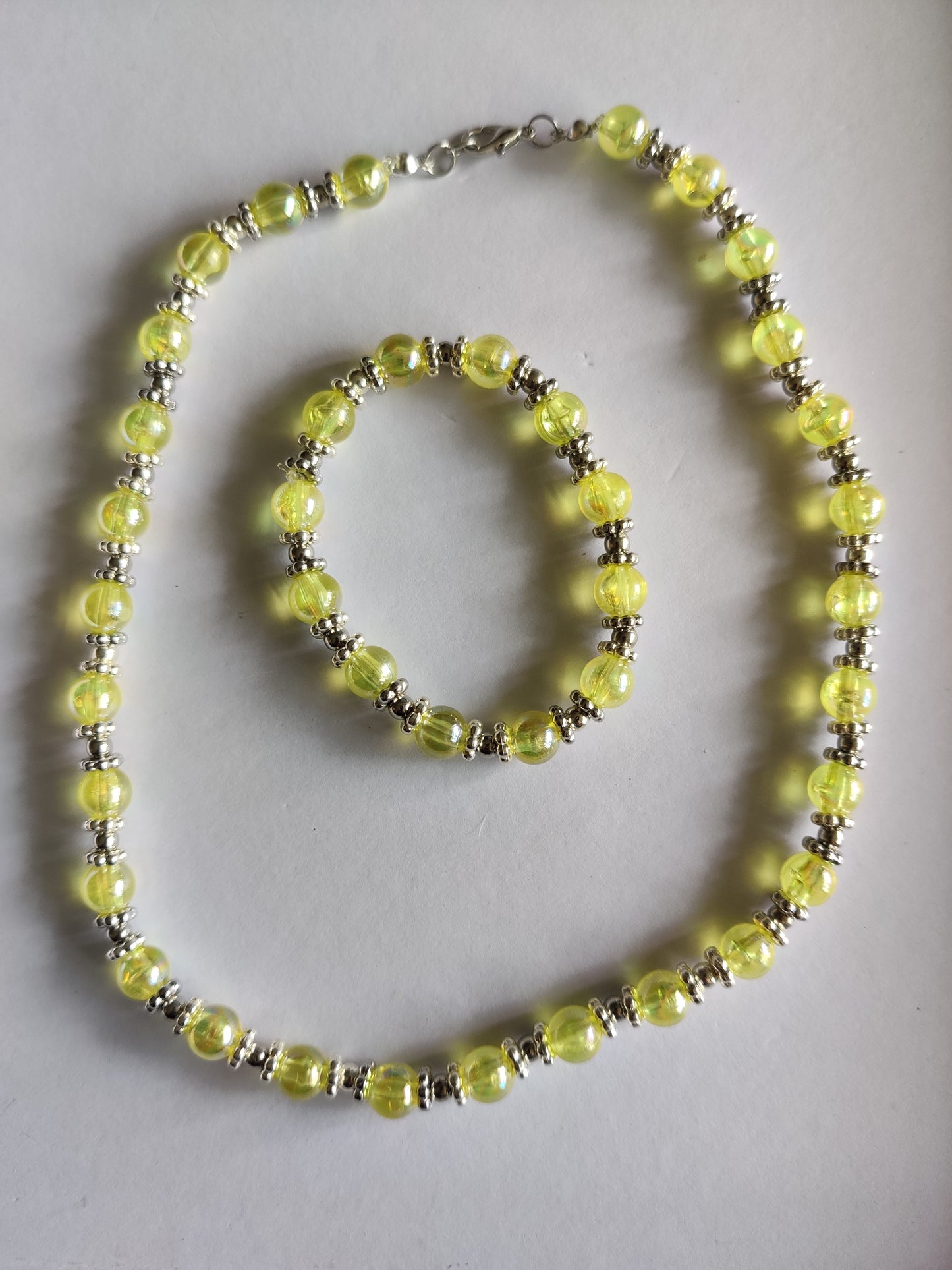 Elastiskt Gult Kristallsmyckesset - Halsband och Armband