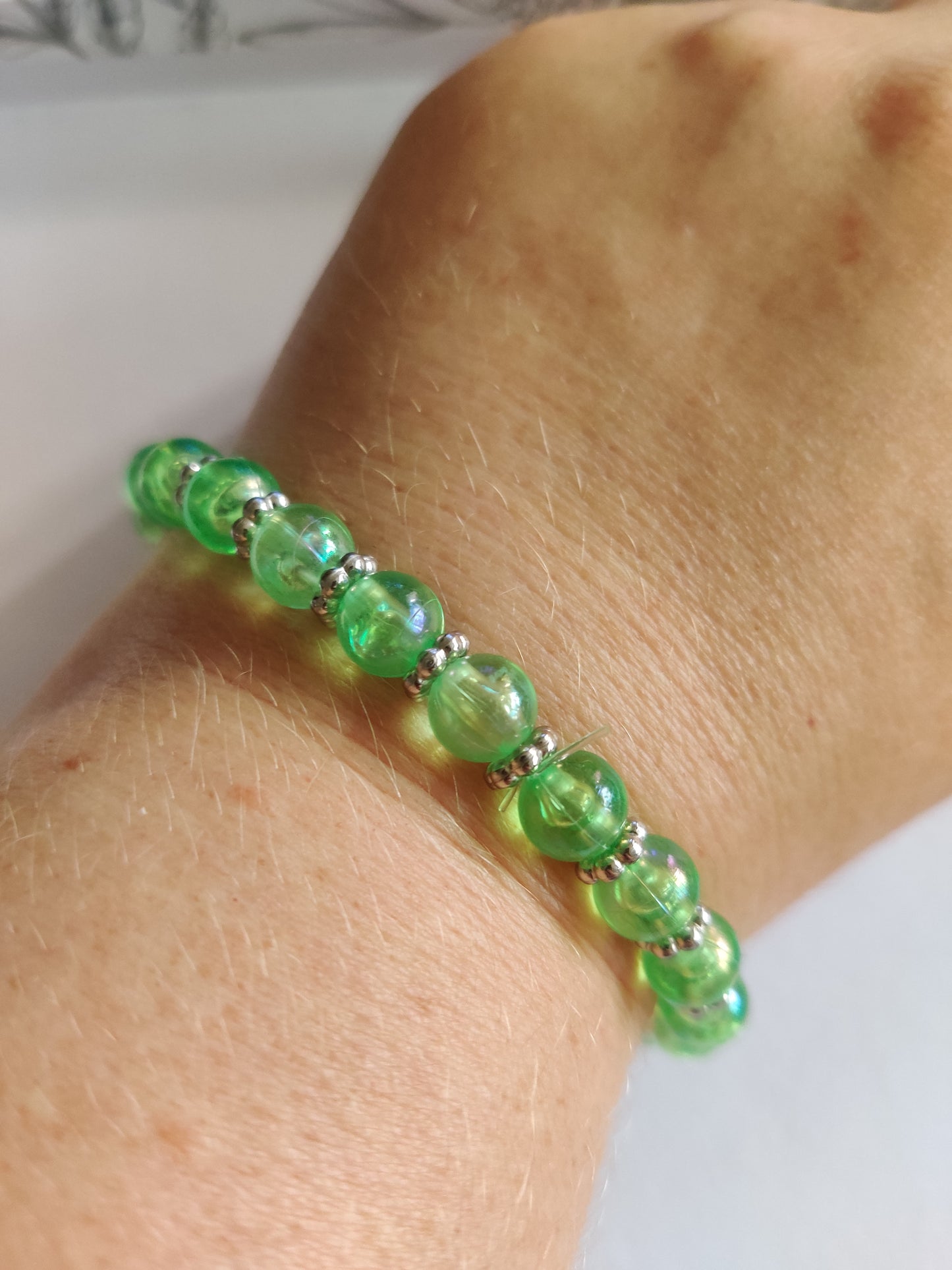 Handgjorda Glasarmband - Orange & Grönt Set