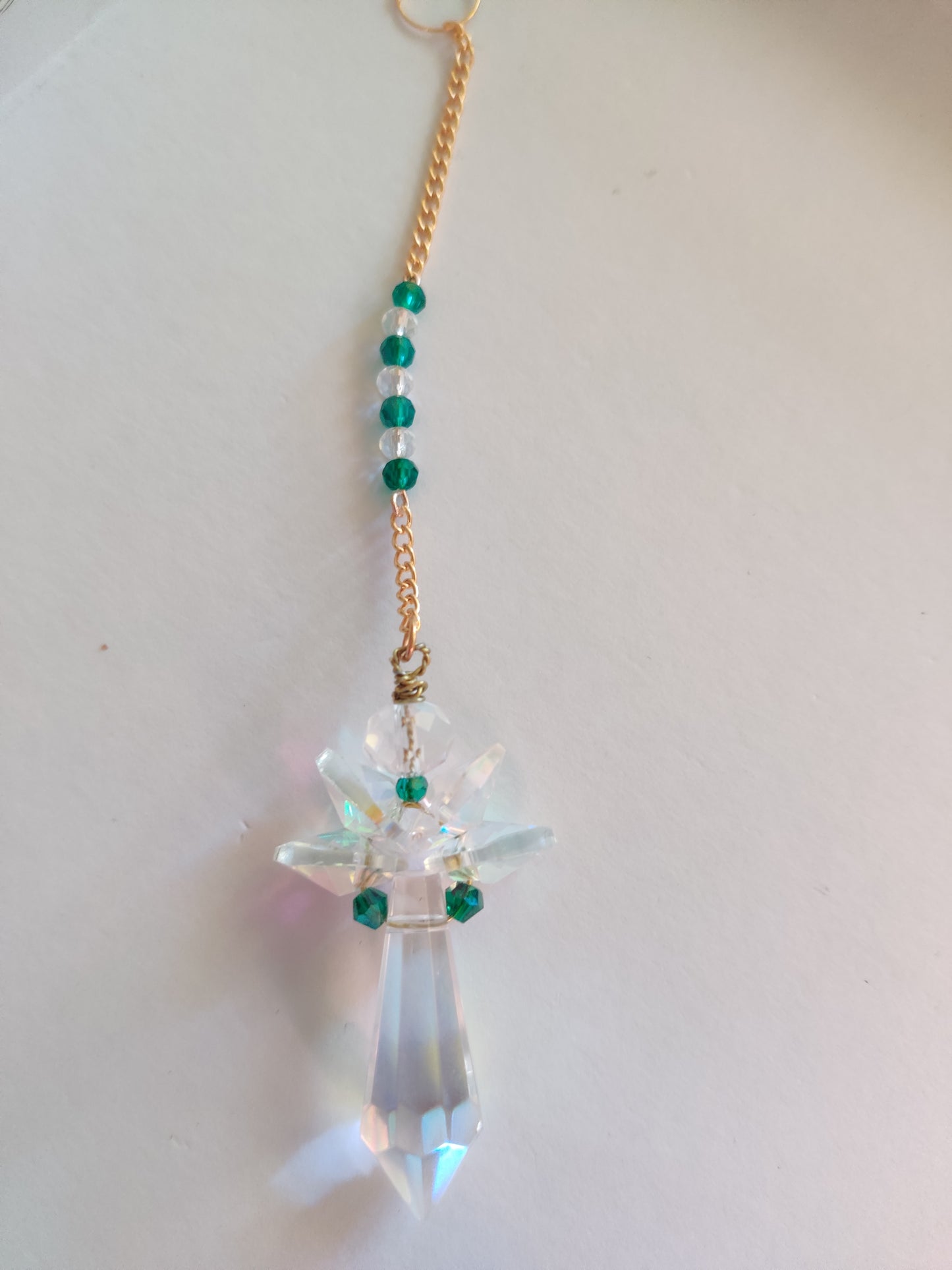 Kristall Skyddsängel - Handgjord med Gröna Kristaller