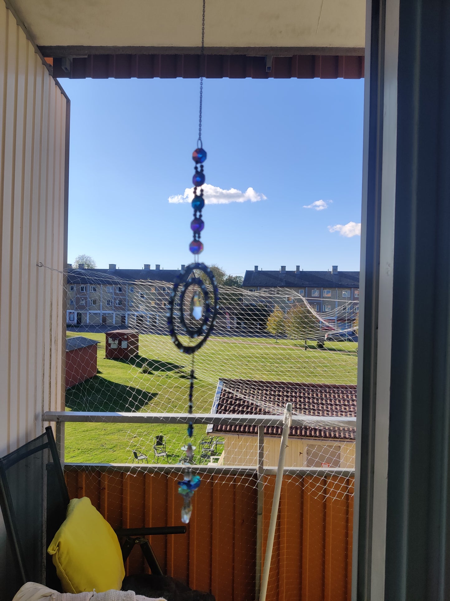 Kristall Solfångare Blå Vit Silver - Handgjord Julprydnad