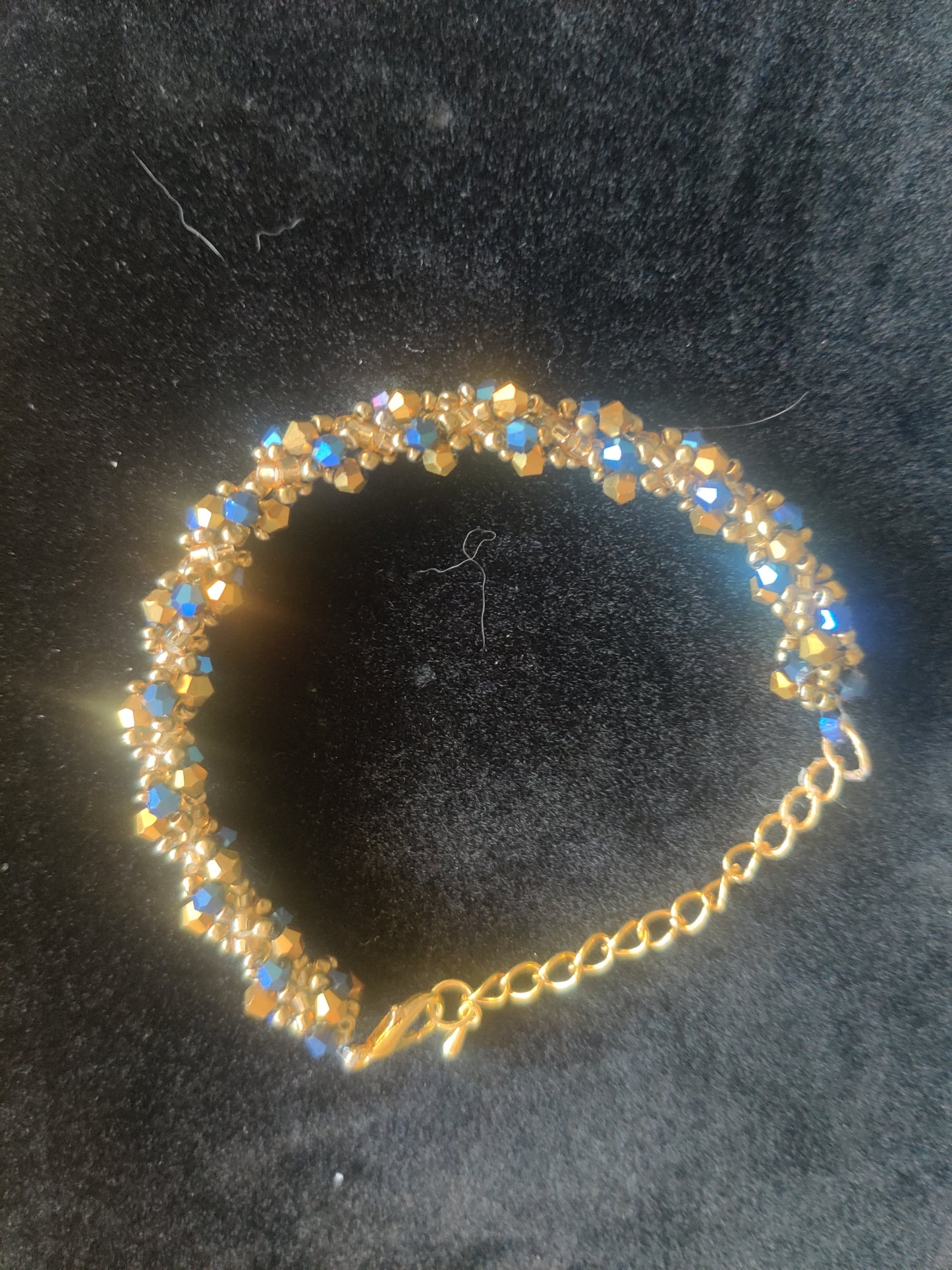 Armband och örhängen set - Guld med blå glaskristaller