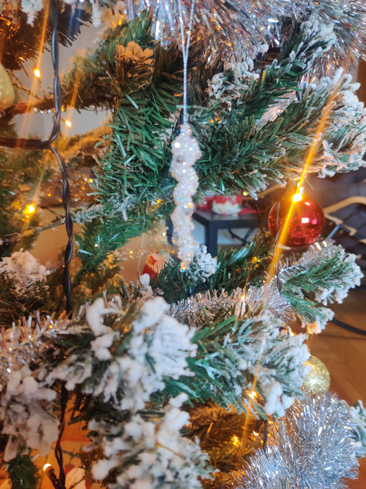 Glittrande julgransistappar 3-pack Vitt/silver