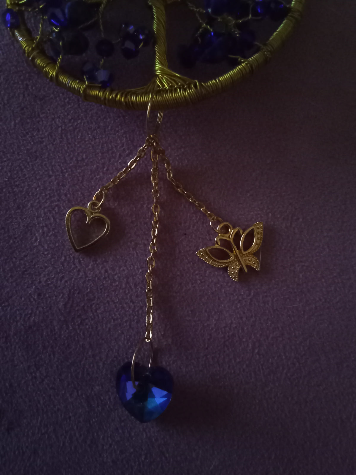 Suncatcher Livets Träd – Lapis Lazuli & Indigoblå Glaskristaller