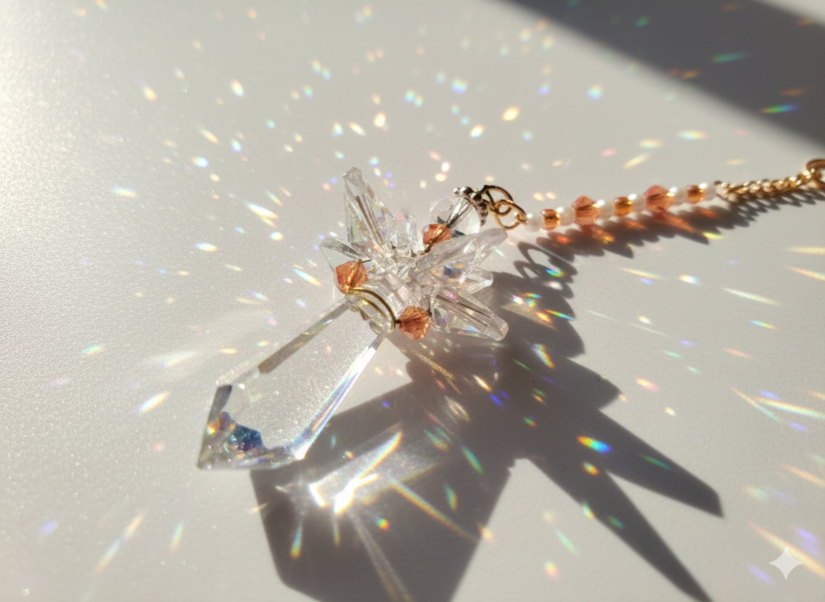 Kristall Skyddsängel - Handgjord med Gröna Kristaller