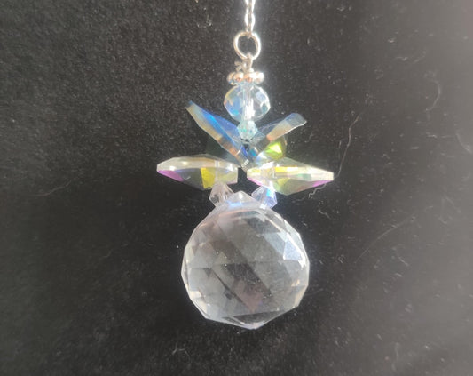 Kristall Suncatcher med Regnbågskristaller - Stor Facetterad Kula