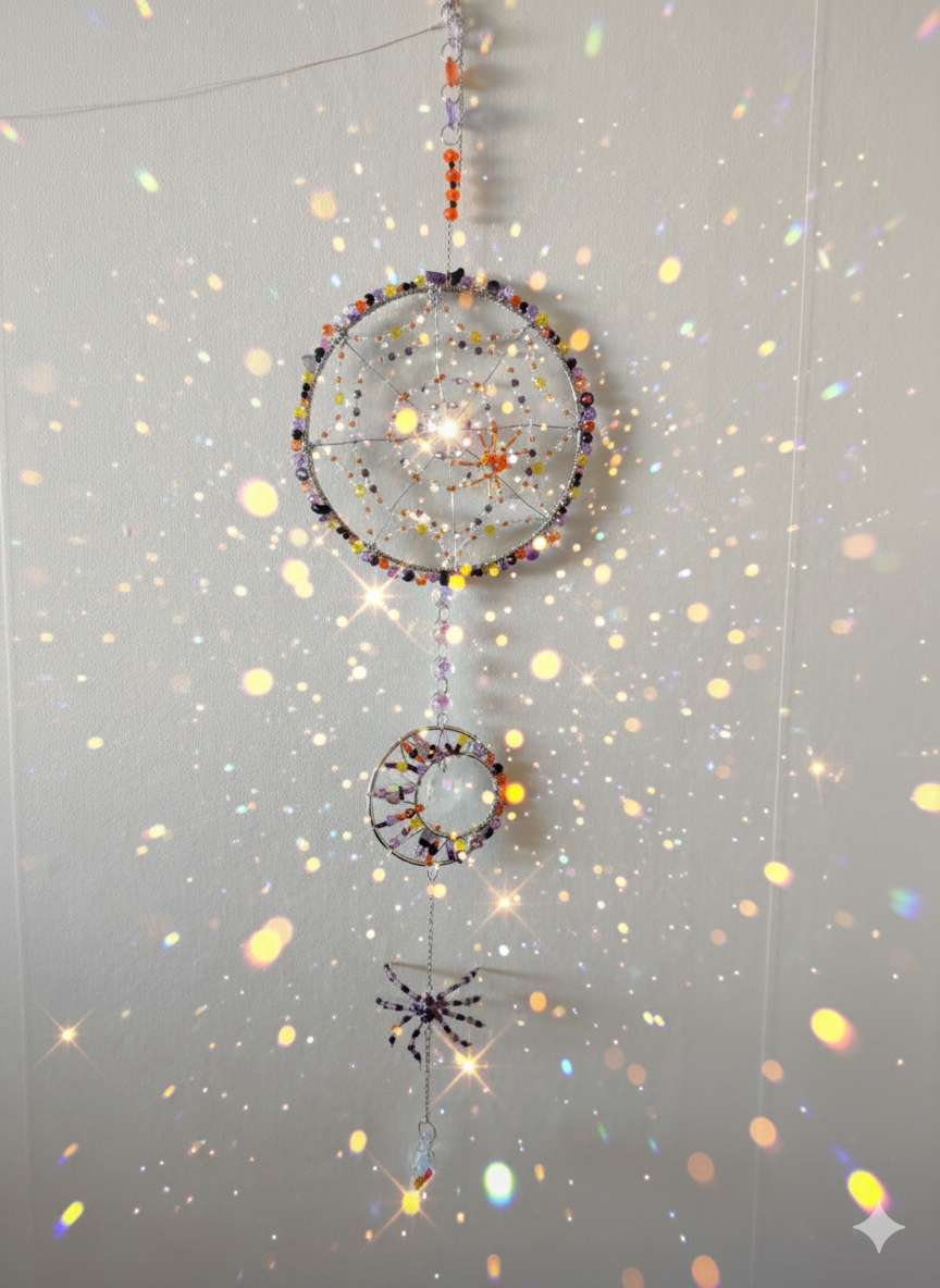 Halloween Drömfångare med Spindlar och Spindelnät - Handgjord