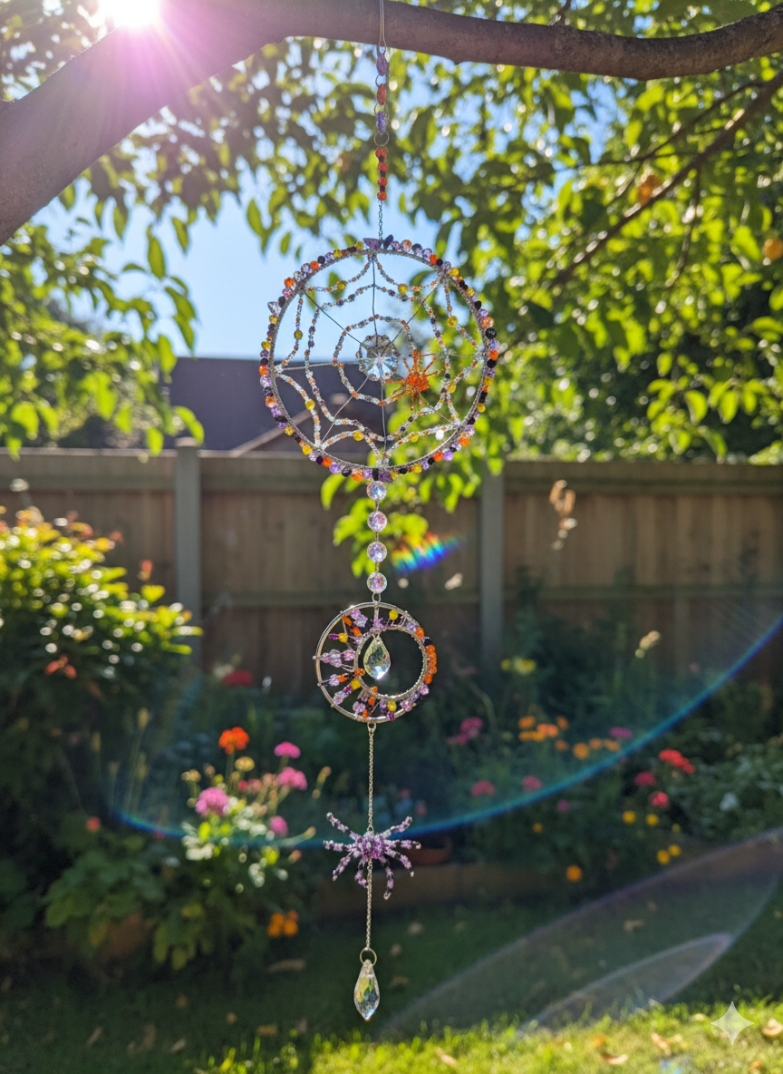 Halloween Drömfångare med Spindlar och Spindelnät - Handgjord