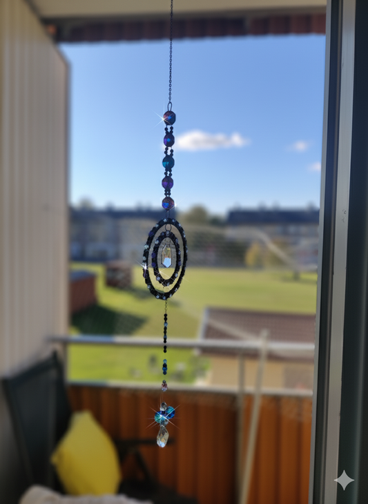 Kristall Solfångare Blå Vit Silver - Handgjord Julprydnad