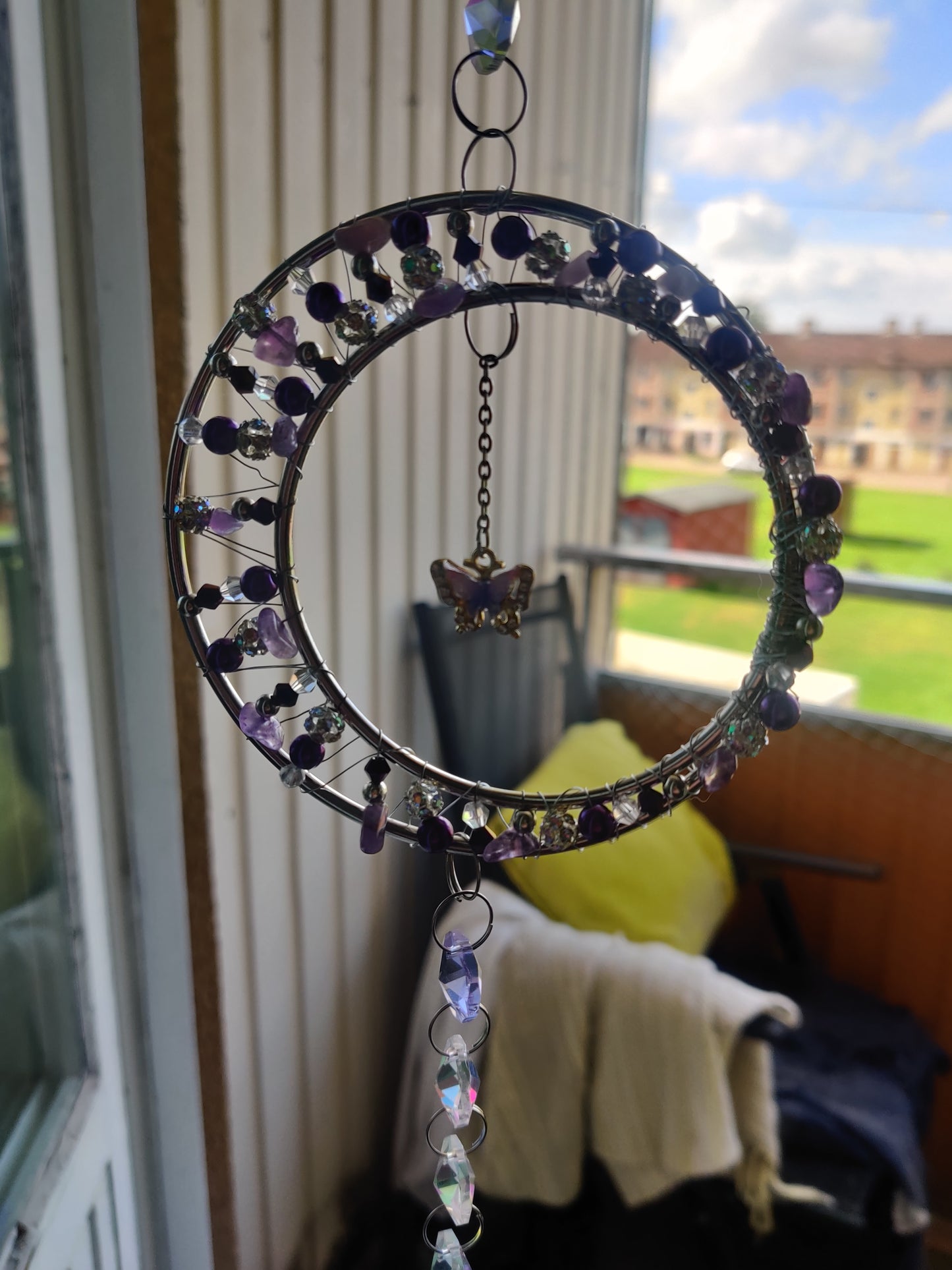 Handgjord Kristallprydnad - Lila Fönsterdekoration