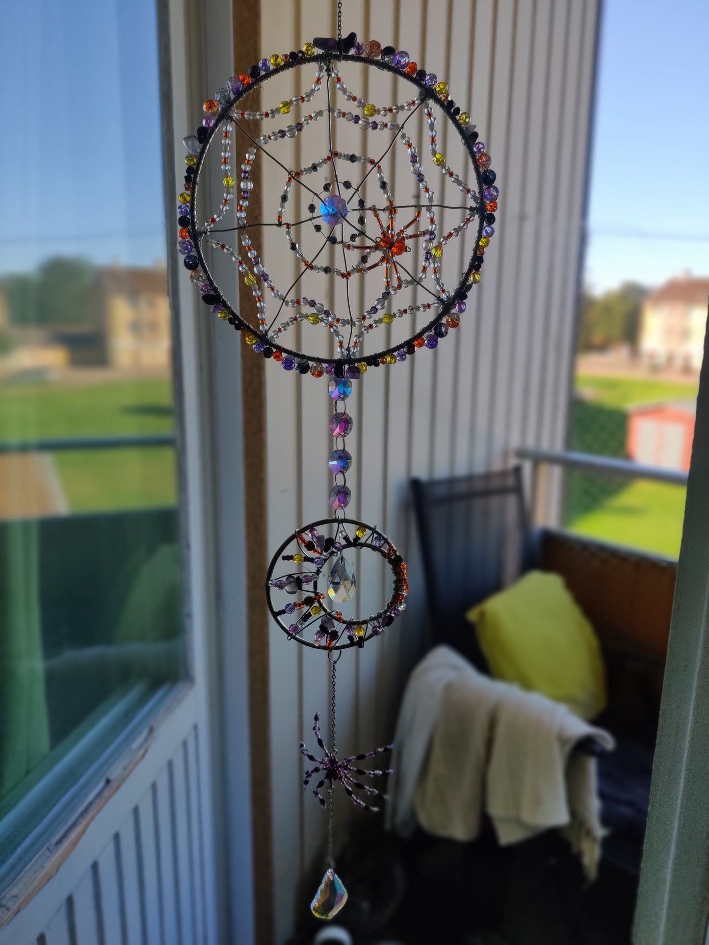 Halloween Drömfångare med Spindlar och Spindelnät - Handgjord