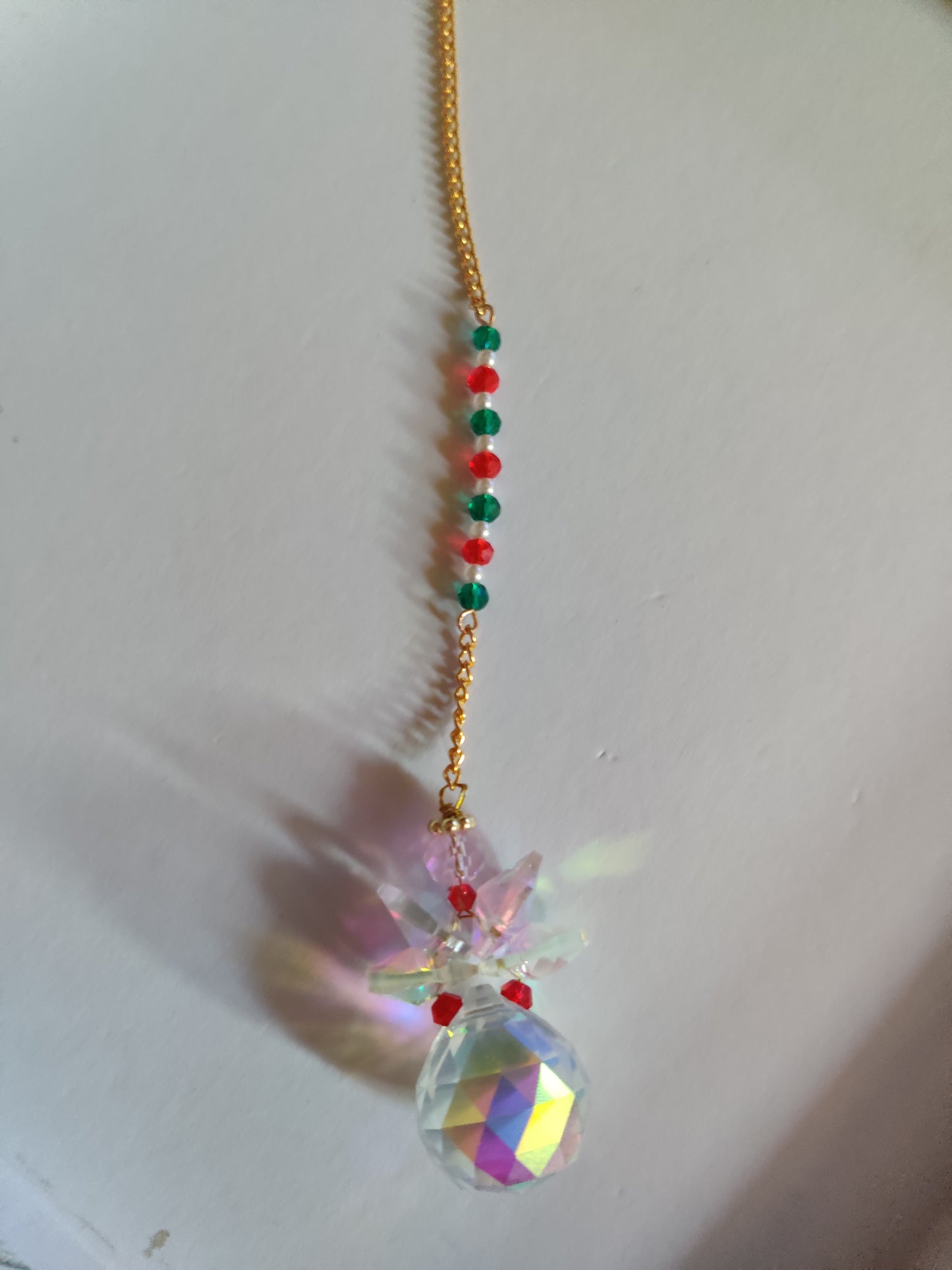 Kristall Suncatcher med Regnbågskristaller - Stor Facetterad Kula