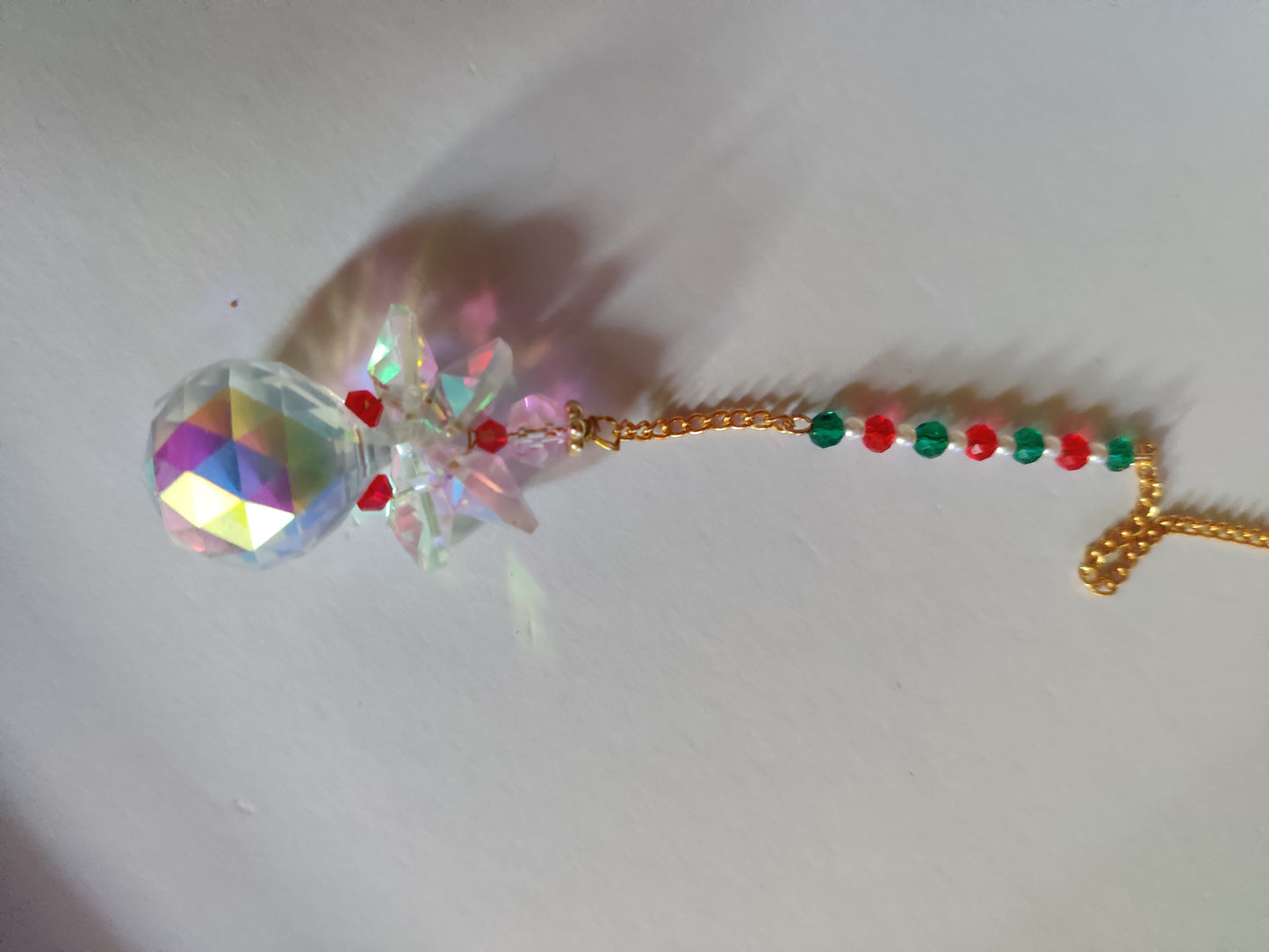 Kristall Suncatcher med Regnbågskristaller - Stor Facetterad Kula