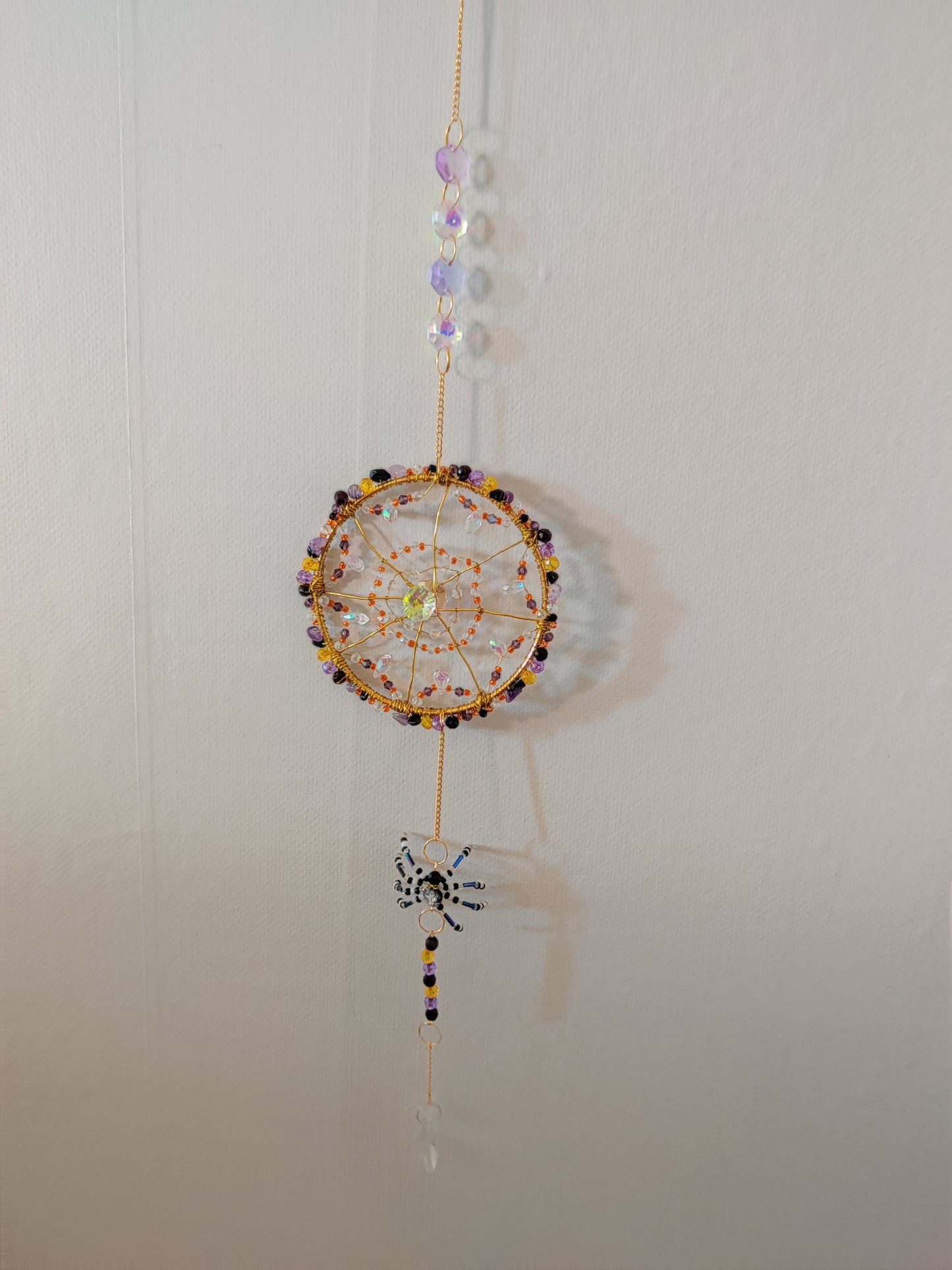 Halloween Drömfångare med Kristaller och Spindel - 56 cm