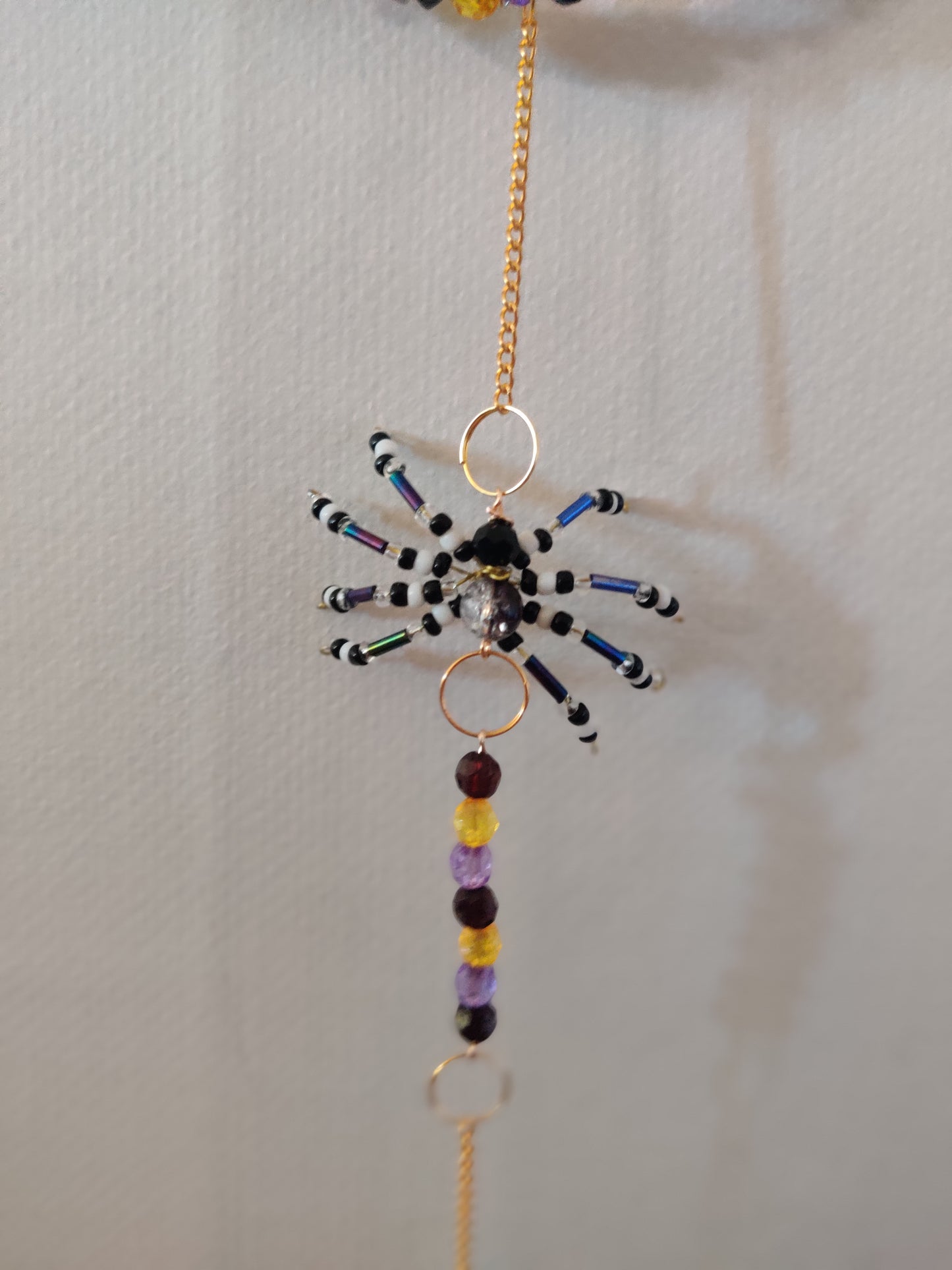 Halloween Drömfångare med Kristaller och Spindel - 56 cm