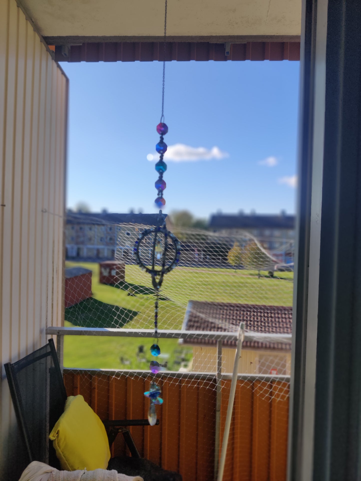 Kristall Solfångare Blå Vit Silver - Handgjord Julprydnad