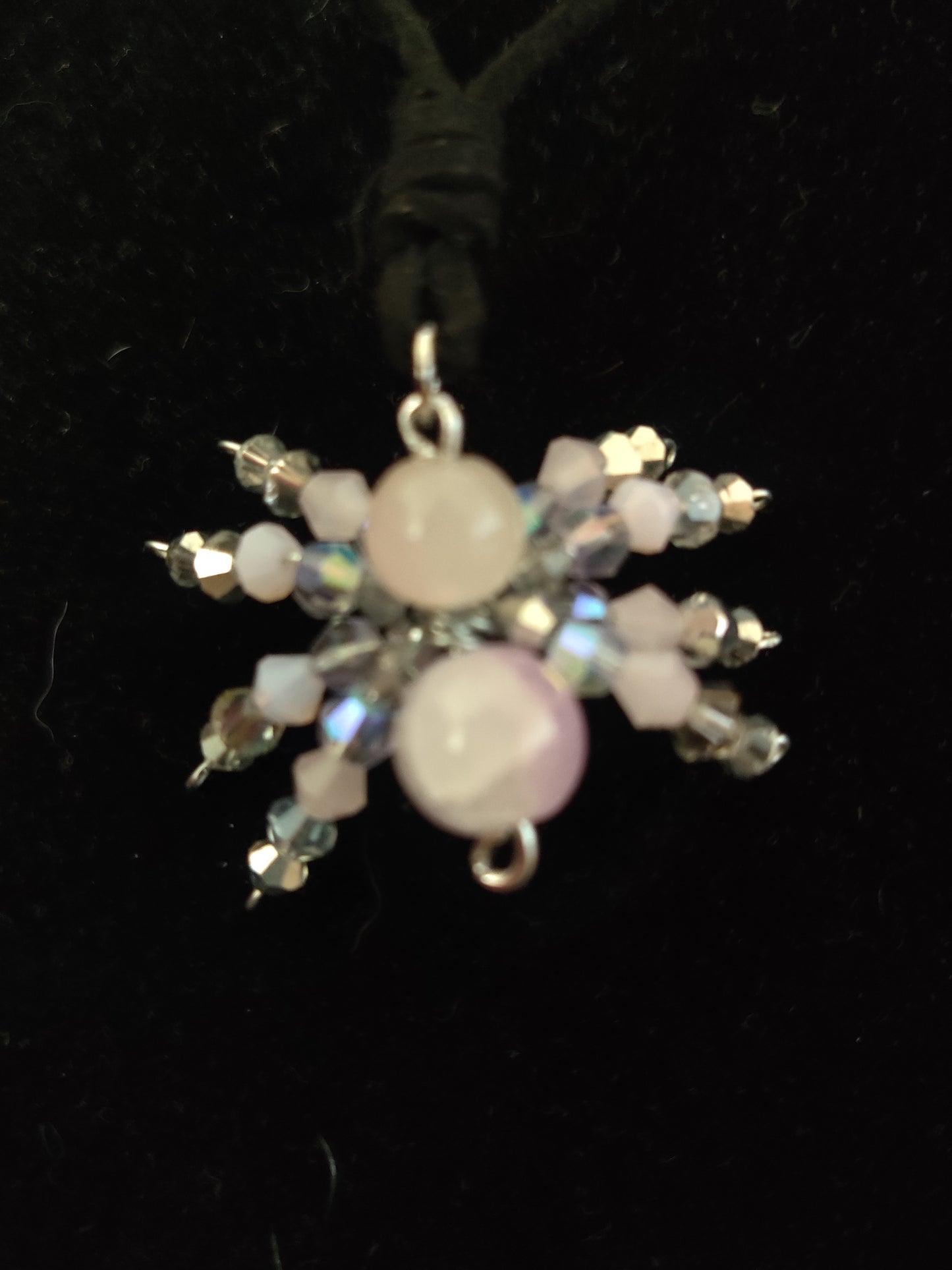 Spindel Halsband - Rosa & Silver med Konstmocka Snöre