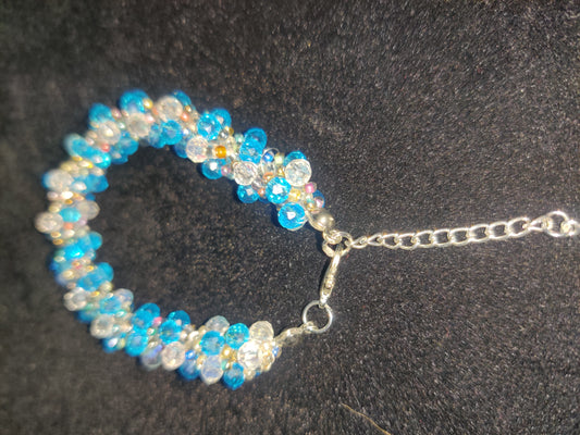 Kristallarmband - Blå och Klar