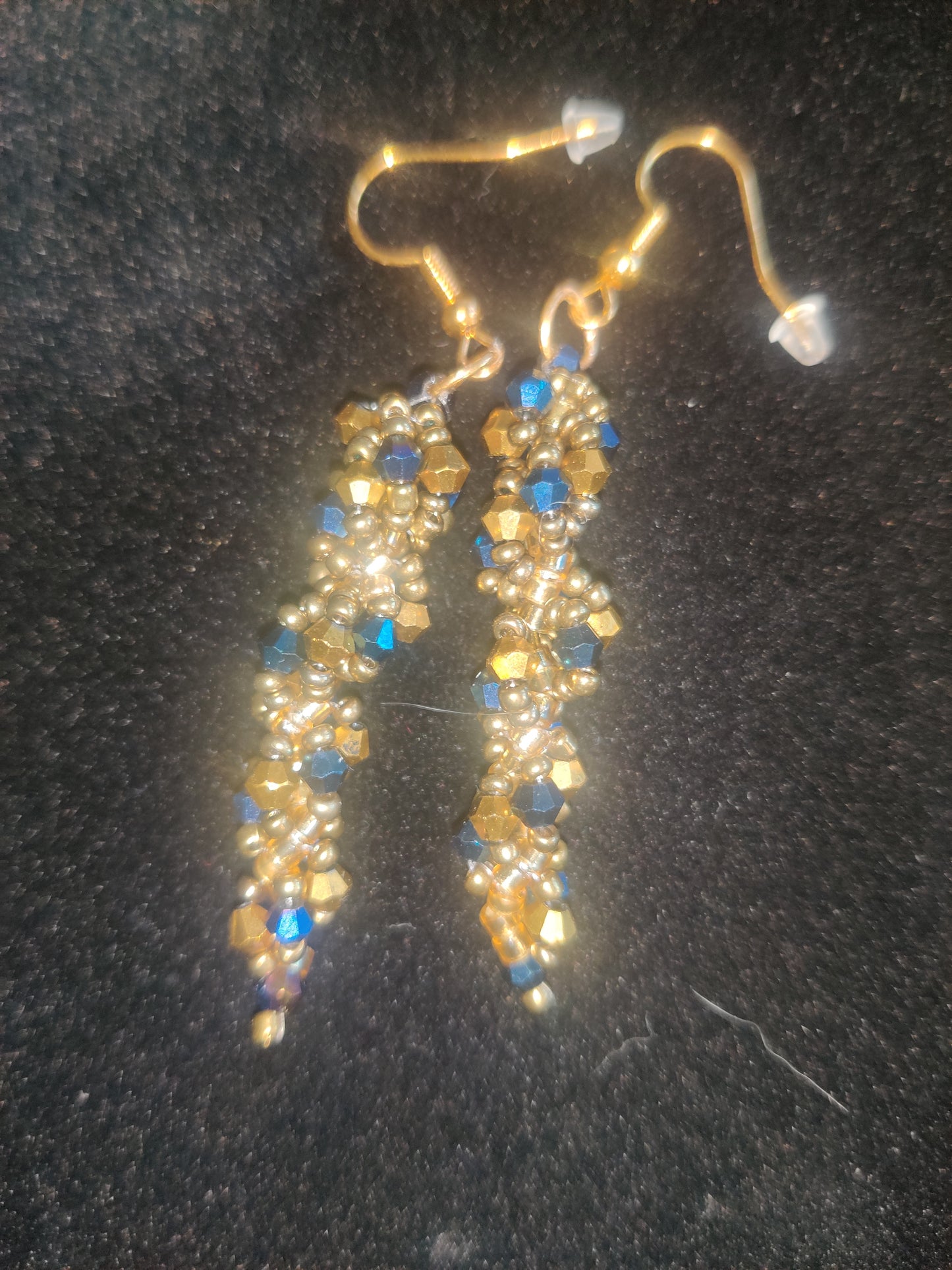 Armband och örhängen set - Guld med blå glaskristaller