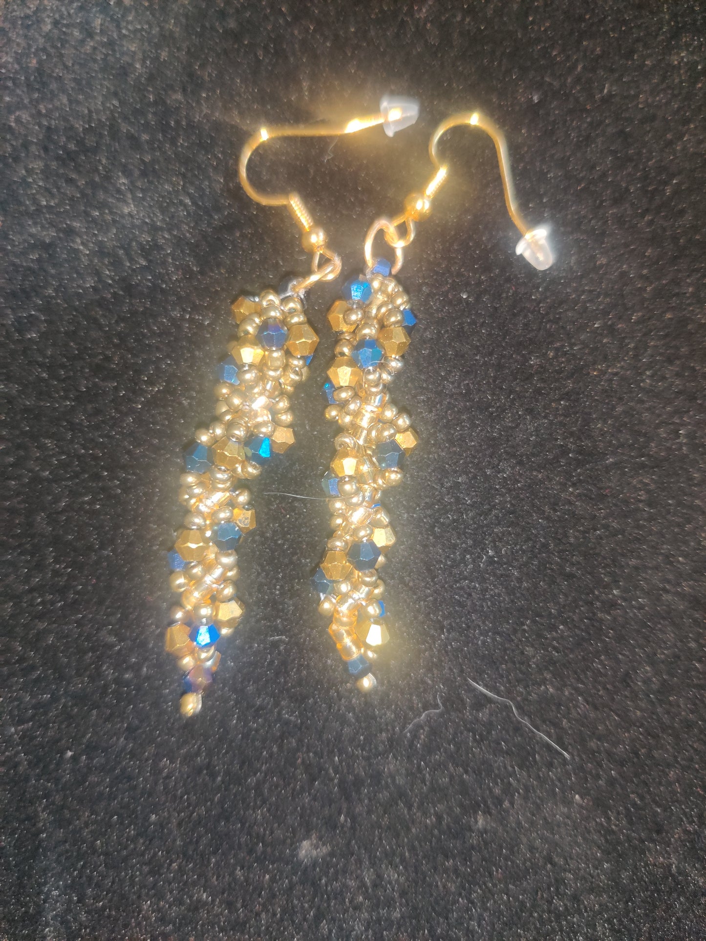 Armband och örhängen set - Guld med blå glaskristaller