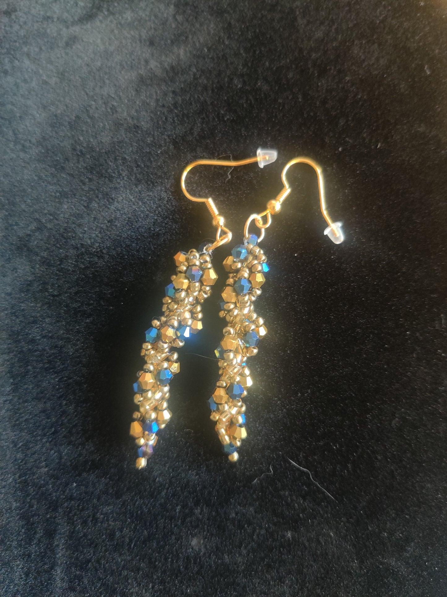 Armband och örhängen set - Guld med blå glaskristaller