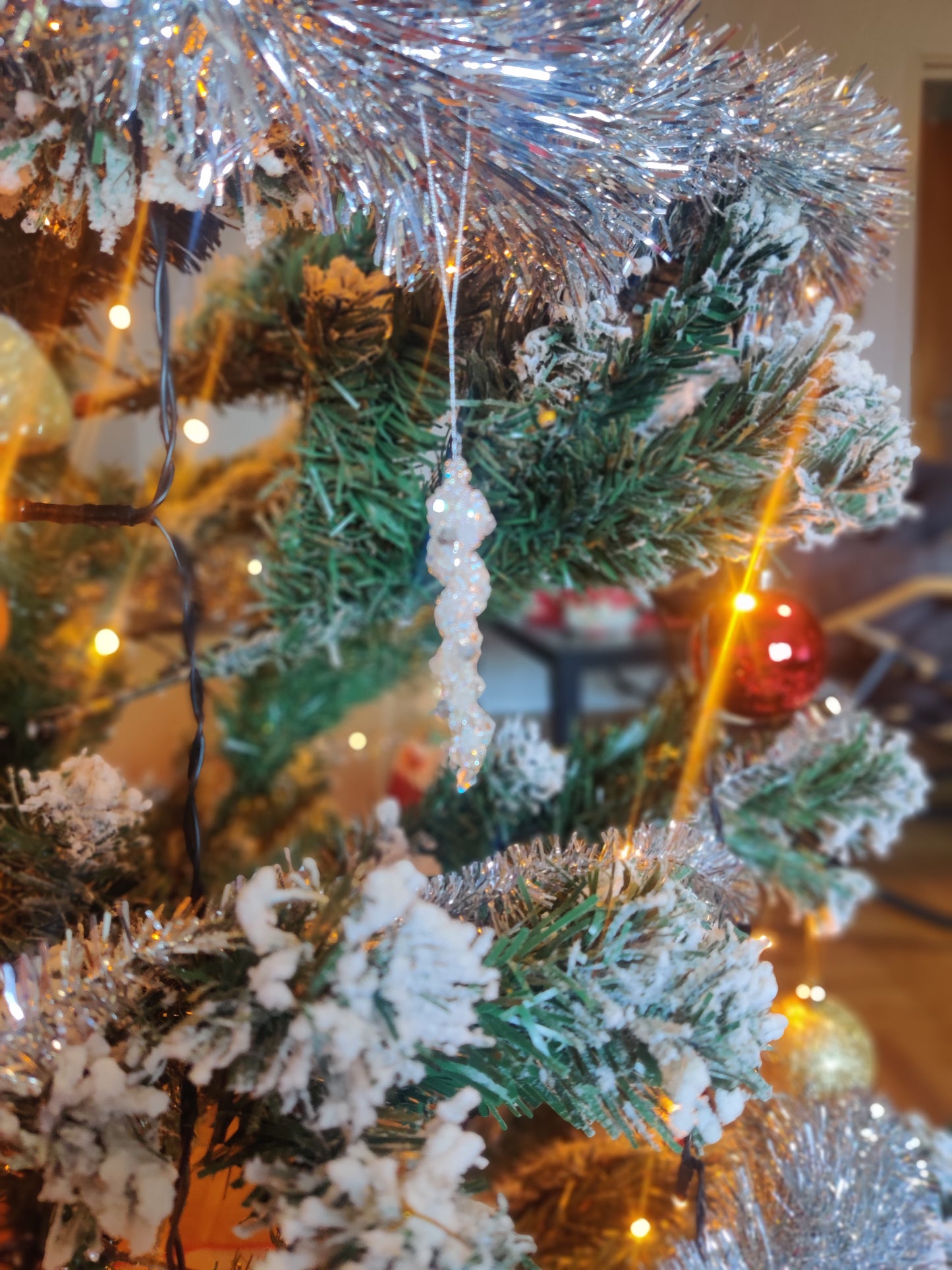 Glittrande julgransistappar 3-pack Vitt/silver