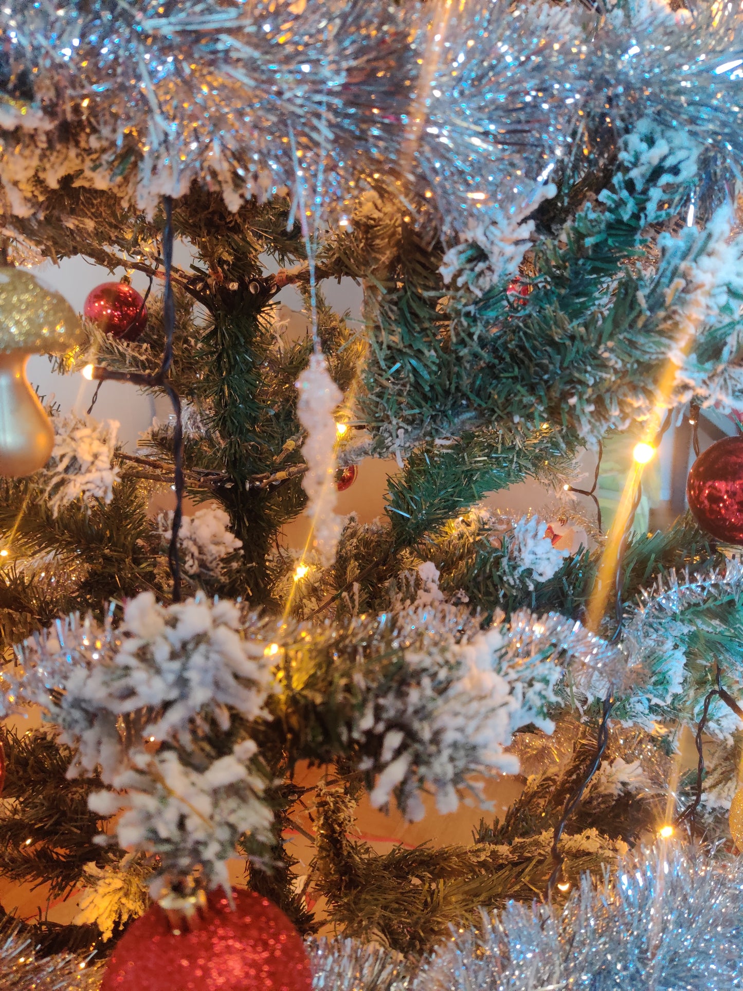 Glittrande julgransistappar 3-pack Vitt/silver