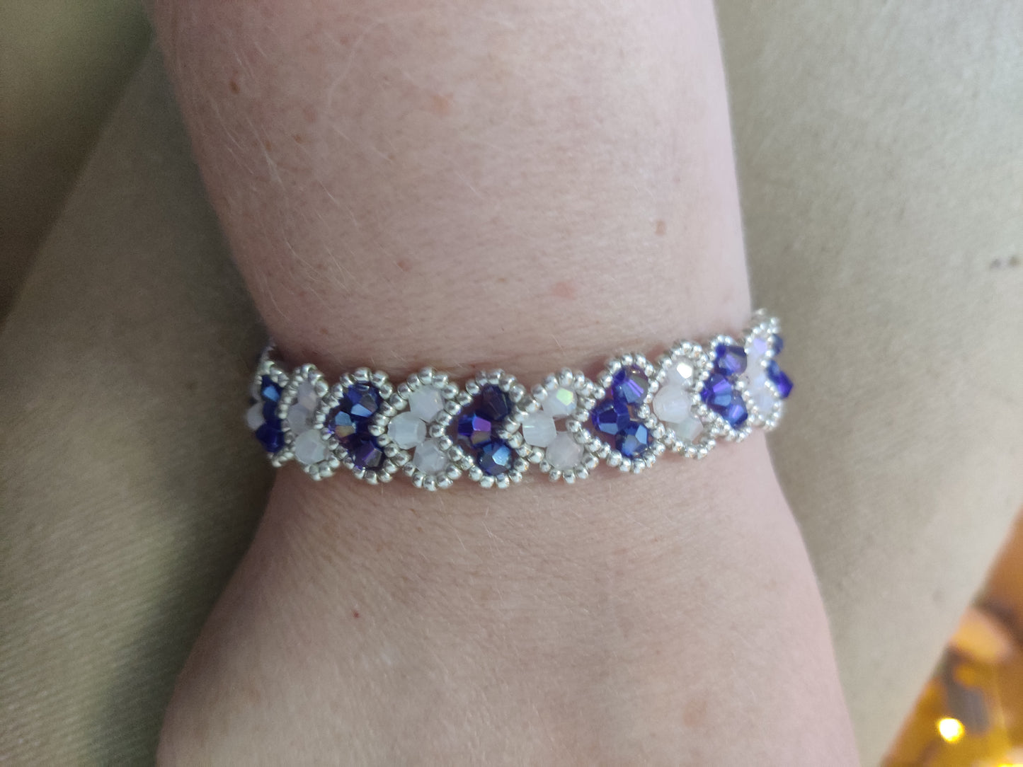 Pärlarmband Dam Hjärtmönster - Handgjort, Bead Weaving