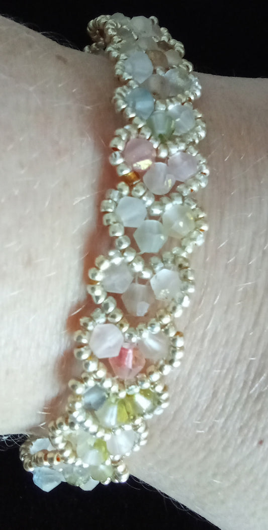 Pärlarmband Dam Hjärtmönster - Handgjort, Bead Weaving