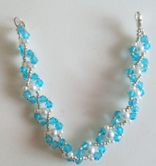 Turkost Kristallarmband Dam - Handgjort Pärlarmband 19 cm