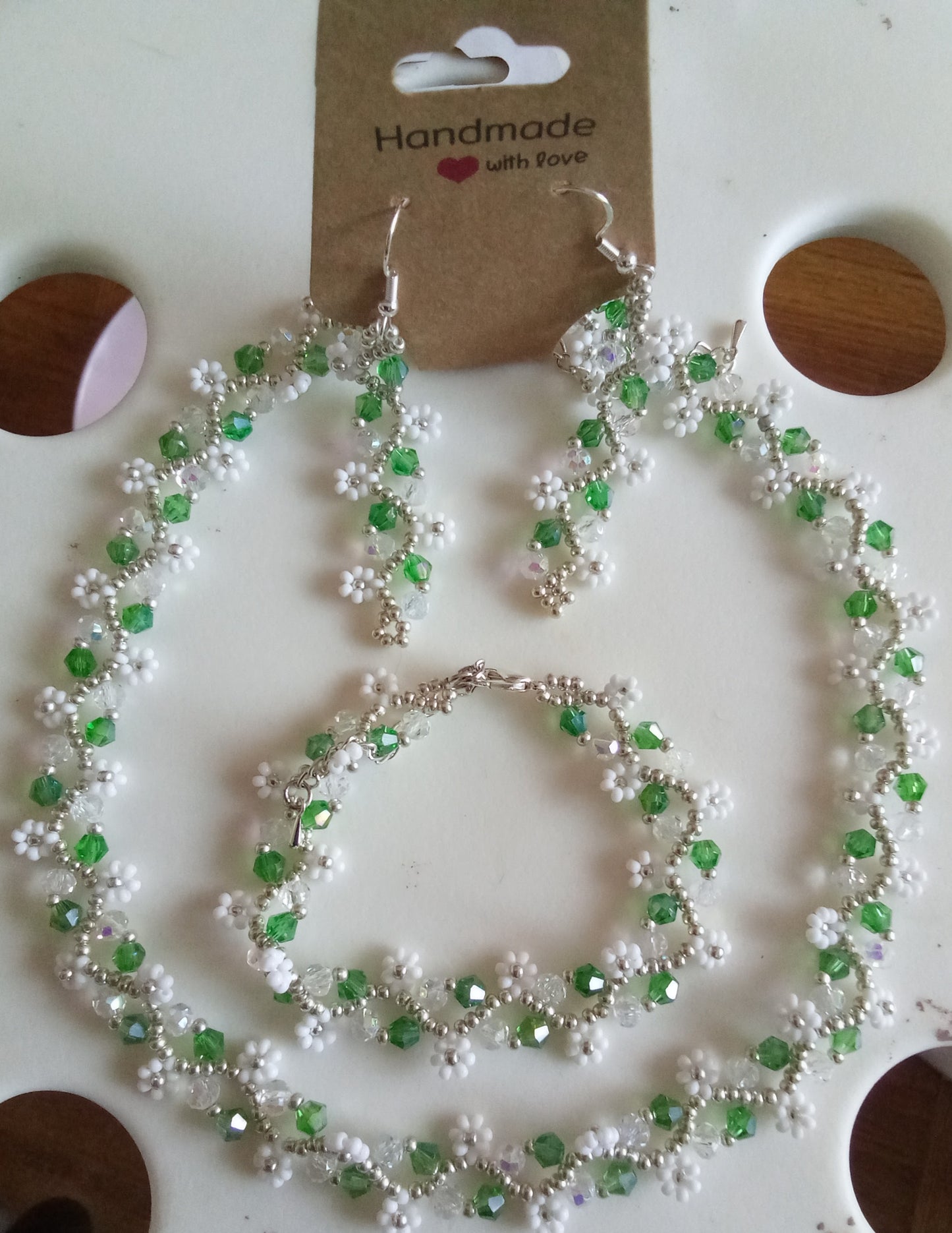 Smyckesset Dam  - Handgjort med miniblommor