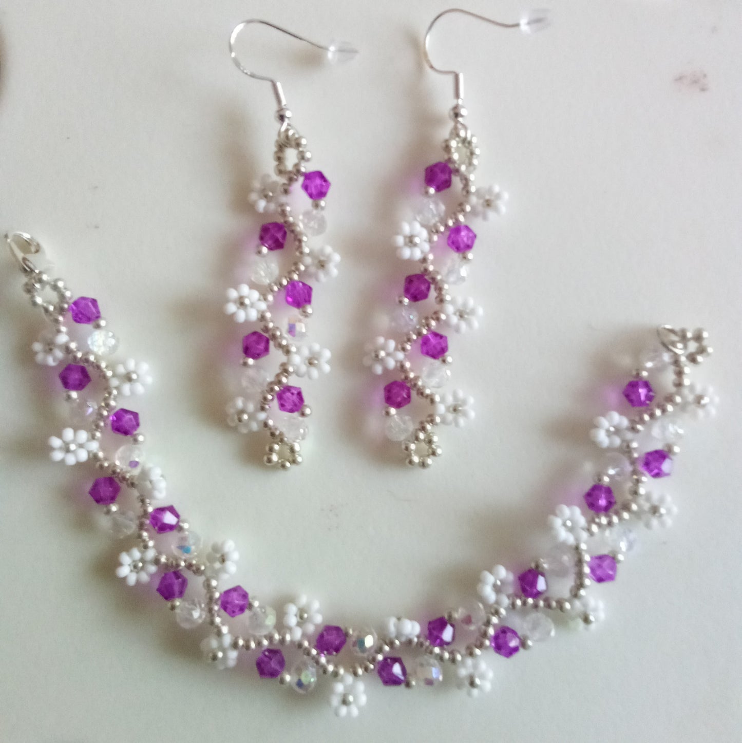 Smyckesset Dam - Handgjort Armband och Örhängen med Pärlor