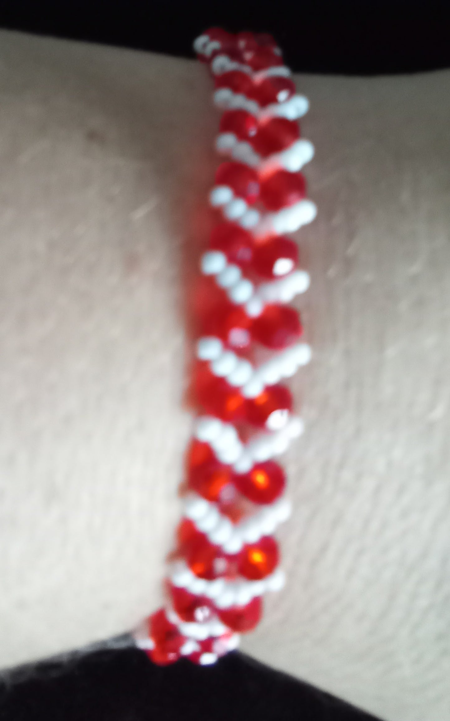 Kristallarmband Hjärta Röd-Vit 17 cm