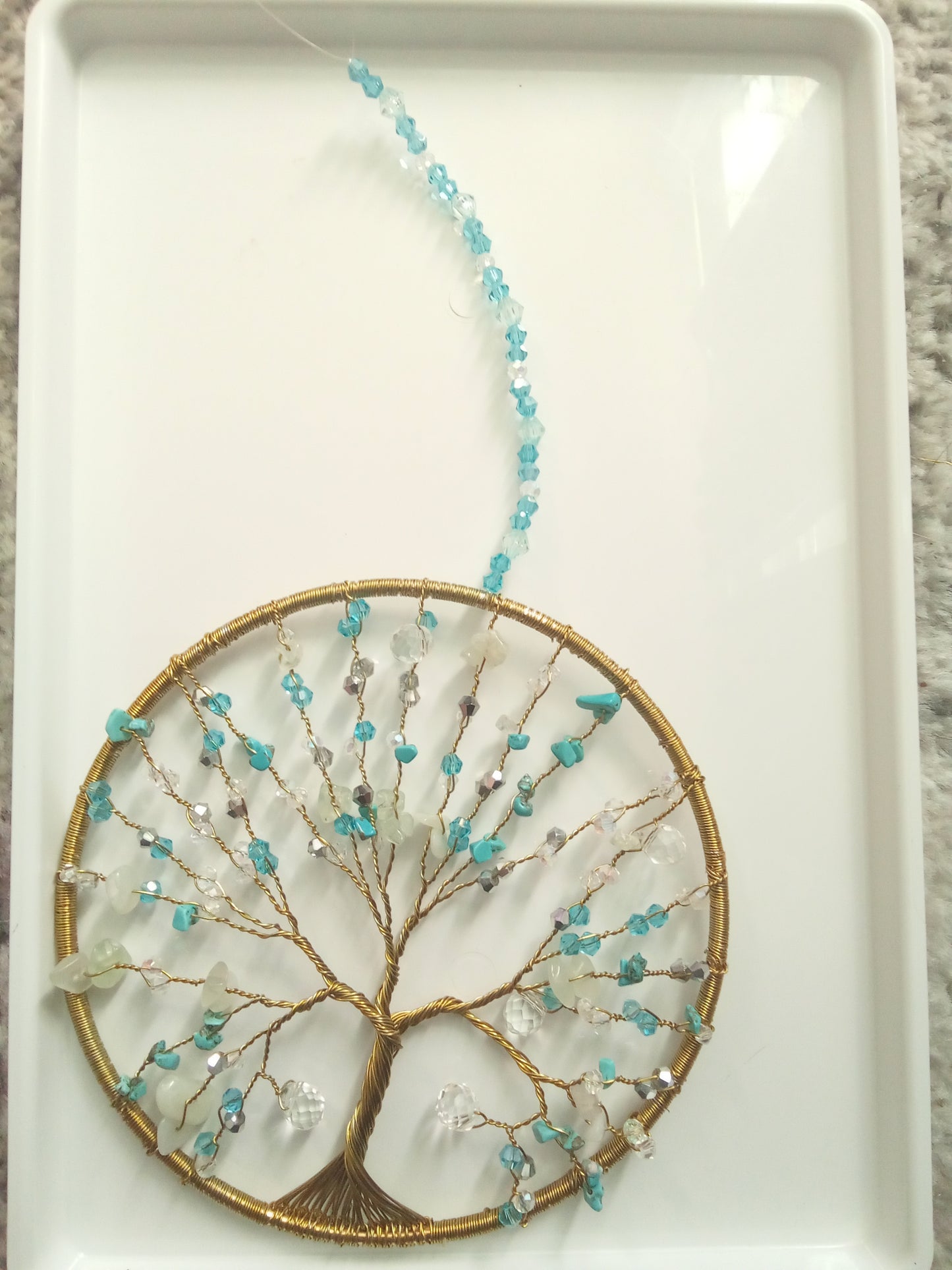 Suncatcher Livets träd – Jade, Aventurin & Turkos
