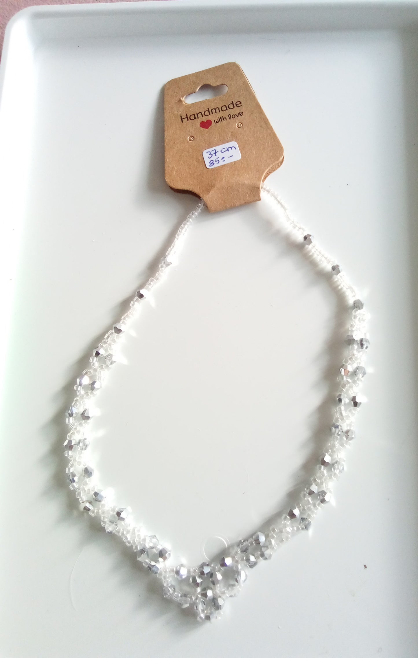 Kristallhalsband Dam V-form - Handgjort Halsband med Facetterade Kristaller
