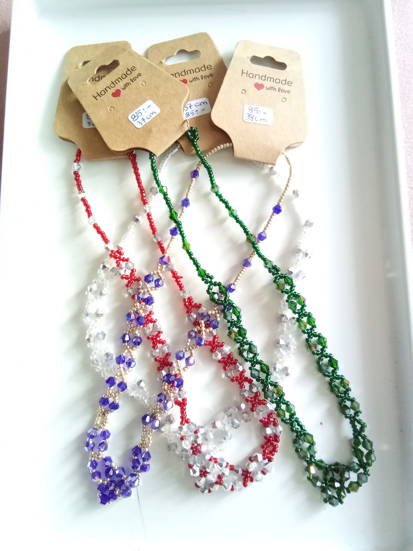 Kristallhalsband Dam V-form - Handgjort Halsband med Facetterade Kristaller