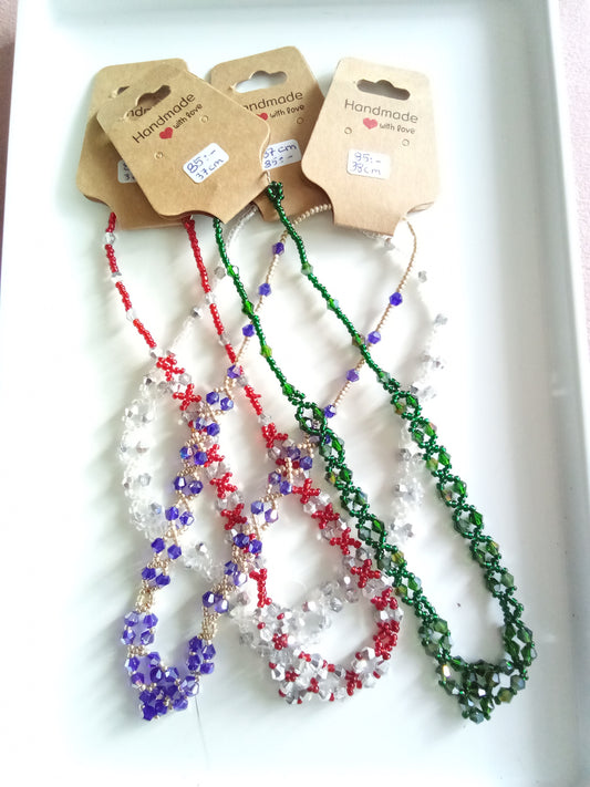 Kristallhalsband Dam V-form - Handgjort Halsband med Facetterade Kristaller