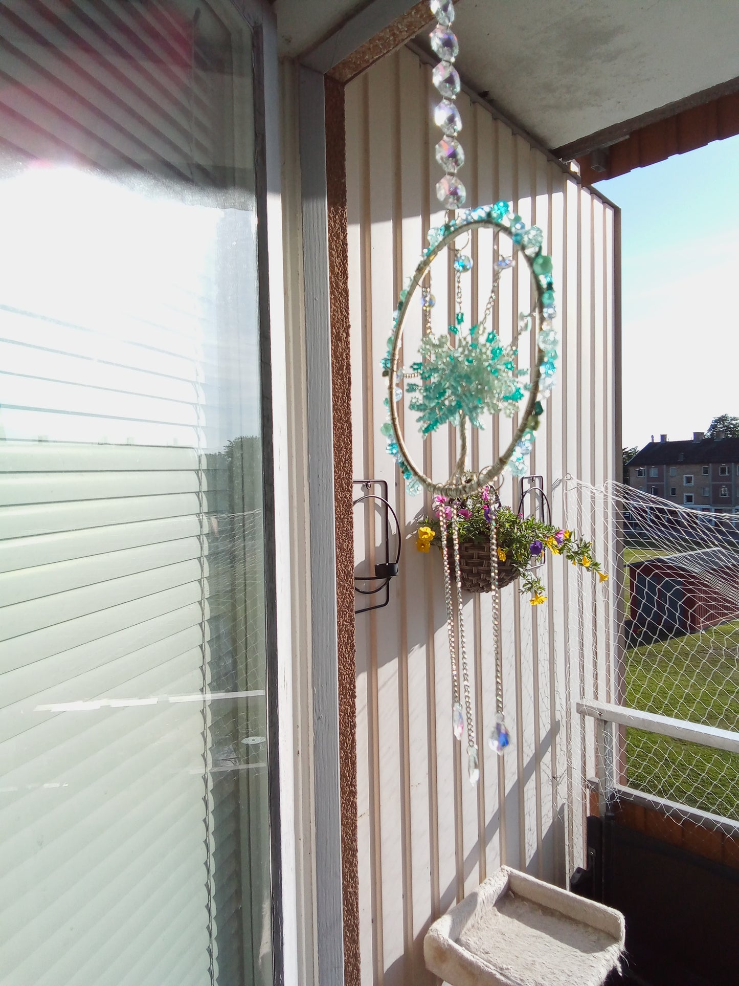 Suncatcher Livets Träd – Turkosa Kristaller