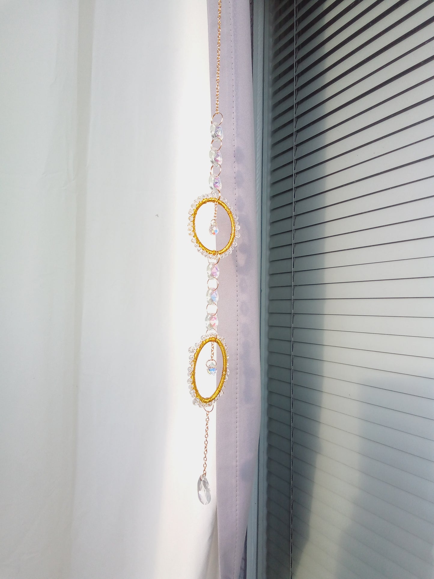 Suncatcher Dubbla Guldcirklar med Kristaller