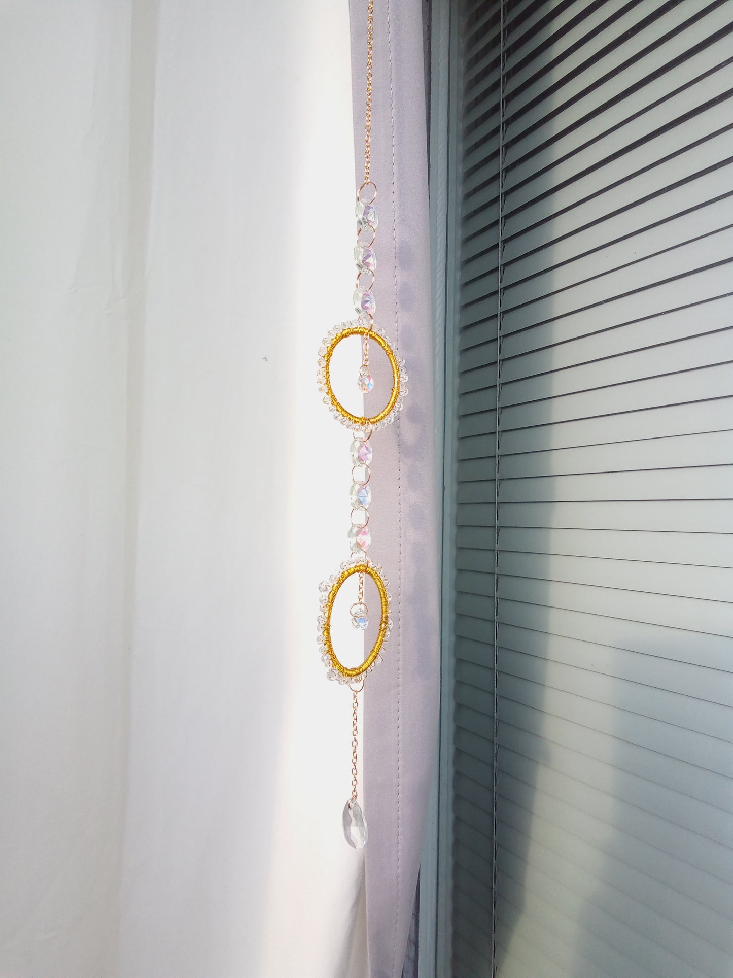 Suncatcher Dubbla Guldcirklar med Kristaller