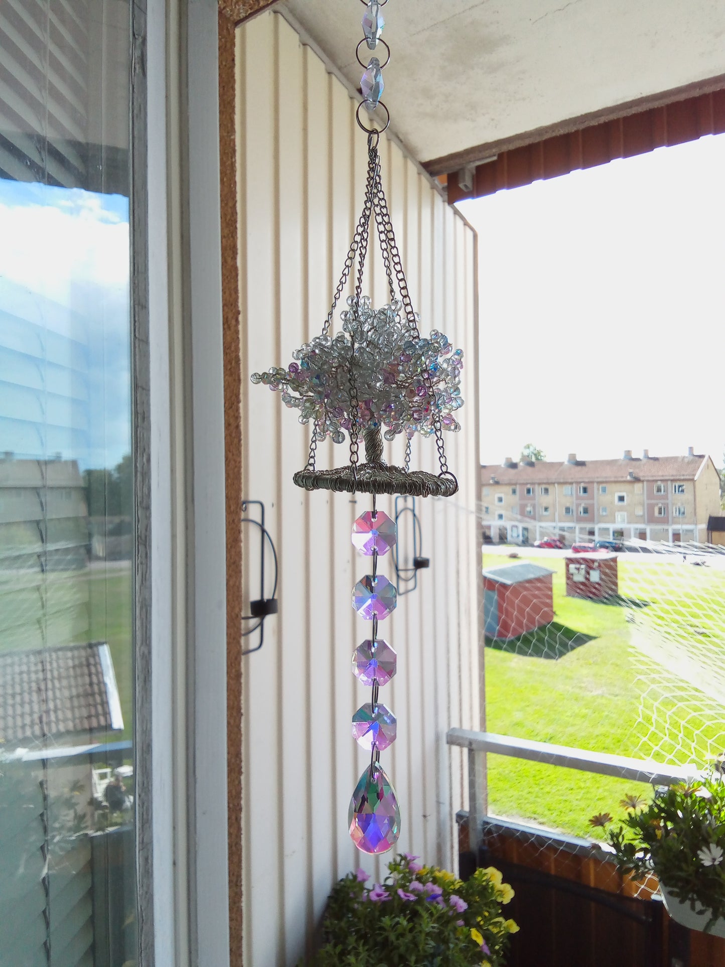 Kristallträd Suncatcher – AB-kristall med Droppkristall 34 cm