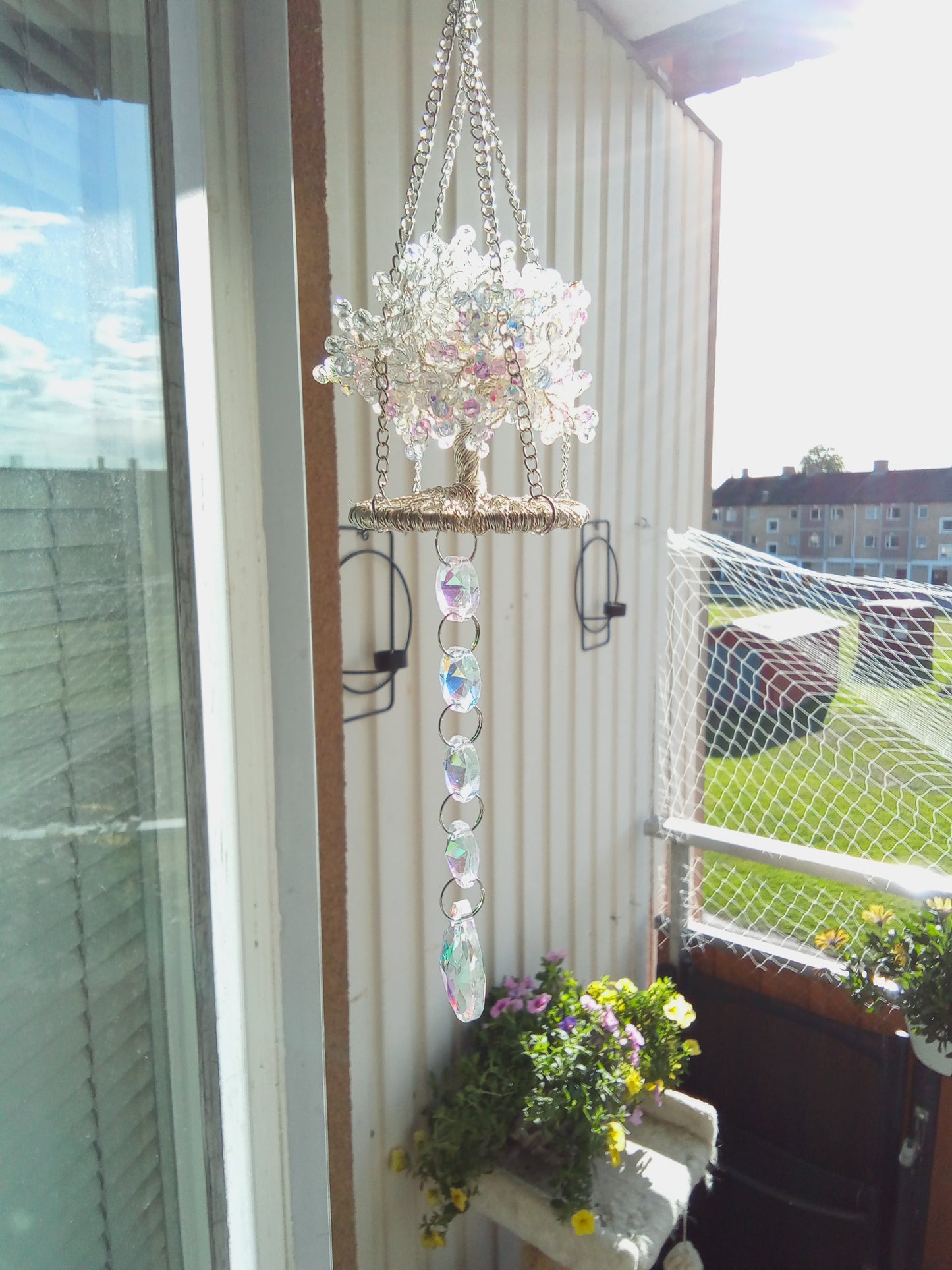 Kristallträd Suncatcher – AB-kristall med Droppkristall 34 cm