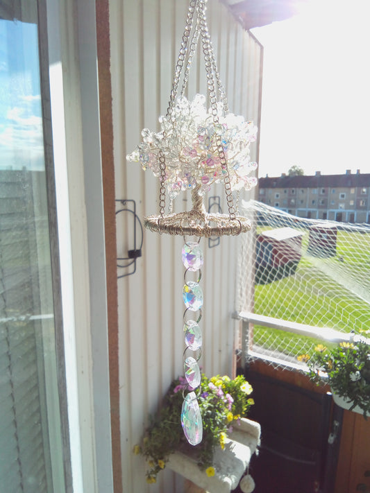 Kristallträd Suncatcher – AB-kristall med Droppkristall 34 cm