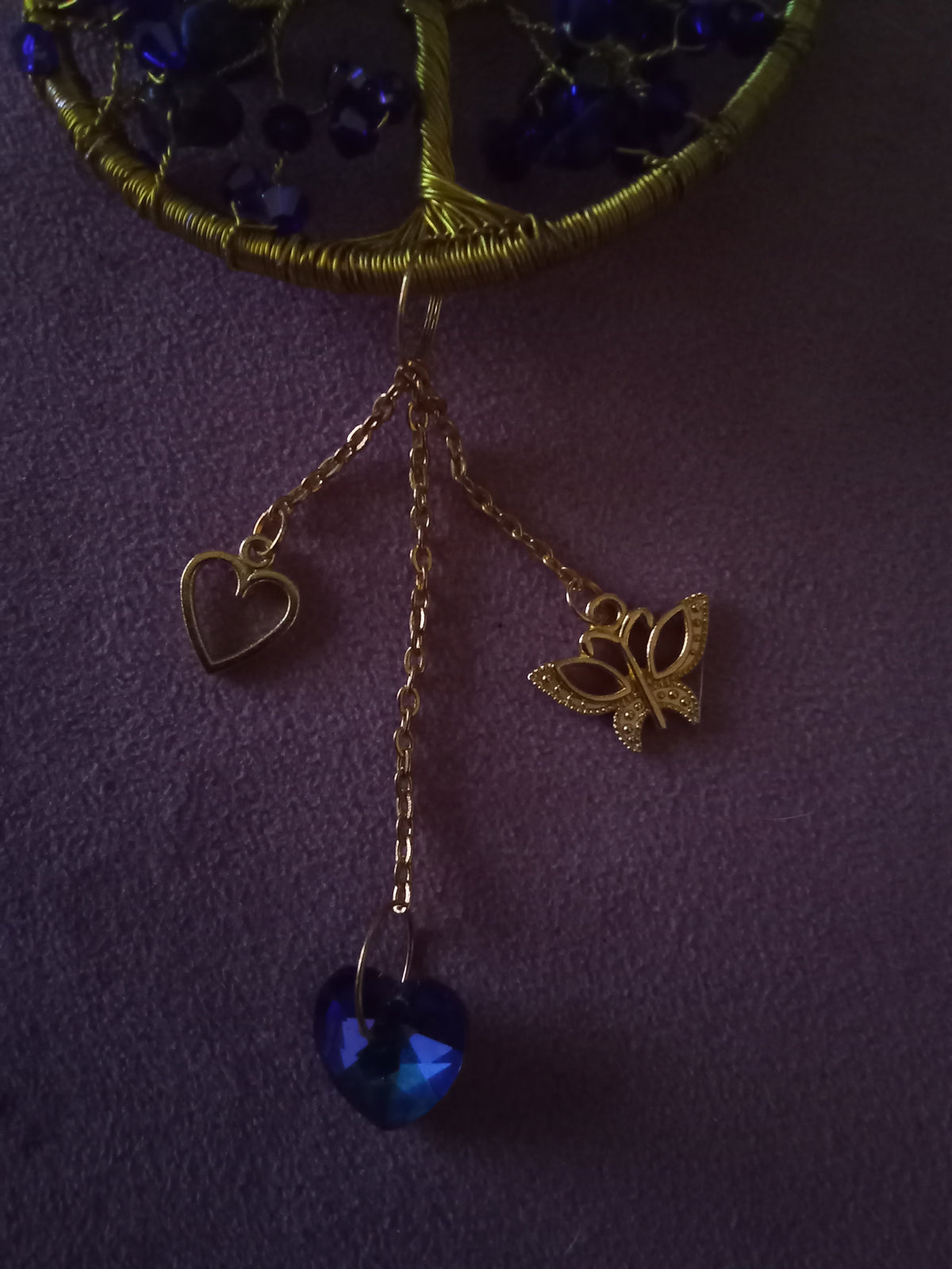 Suncatcher Livets Träd – Lapis Lazuli & Indigoblå Glaskristaller