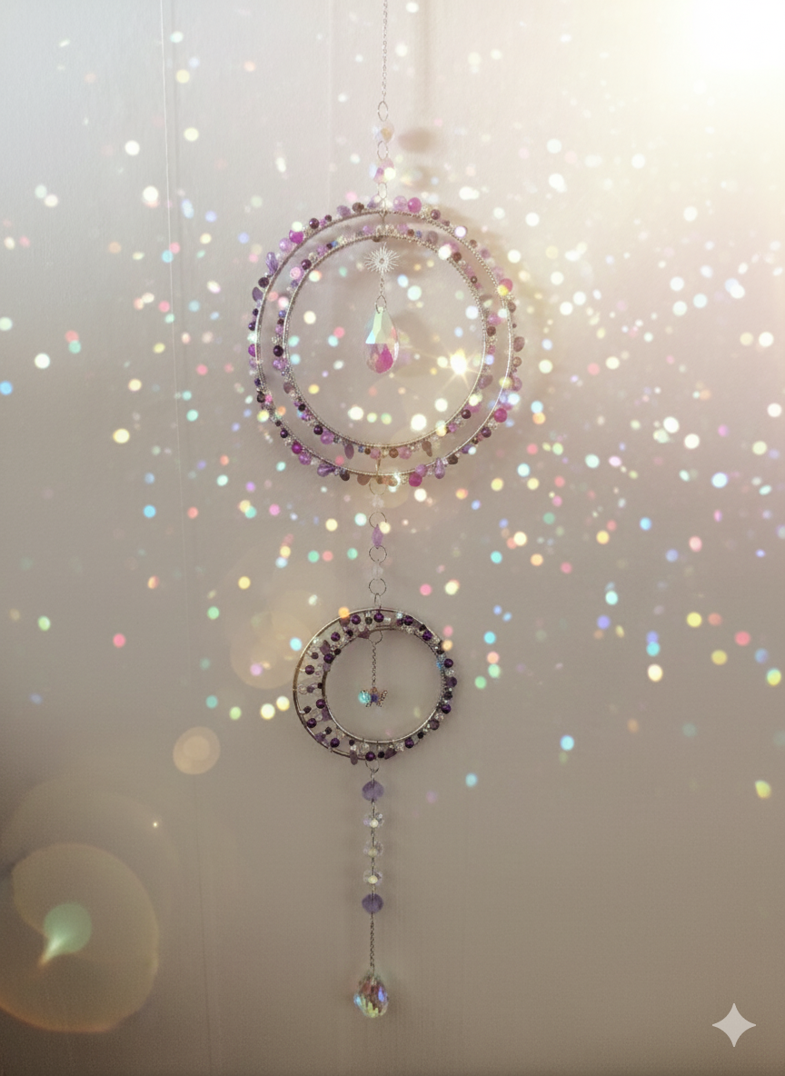 Handgjord Kristallprydnad - Lila Fönsterdekoration