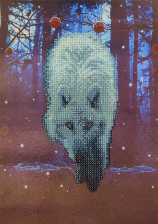 Diamond Painting - Varg i Skog, Glittrande Motiv (30x40 cm)