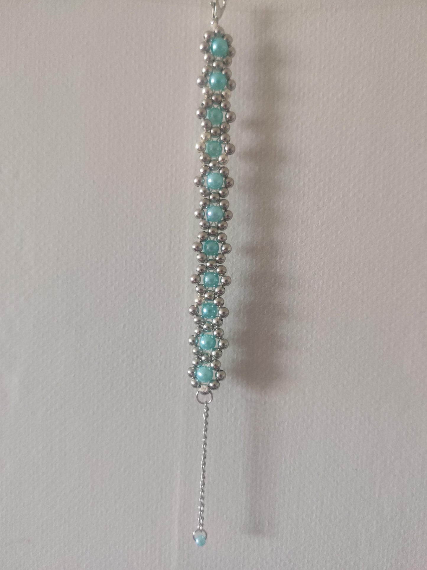 Handgjort Turkost Smyckesset - Armband och Örhängen med Silverdetaljer