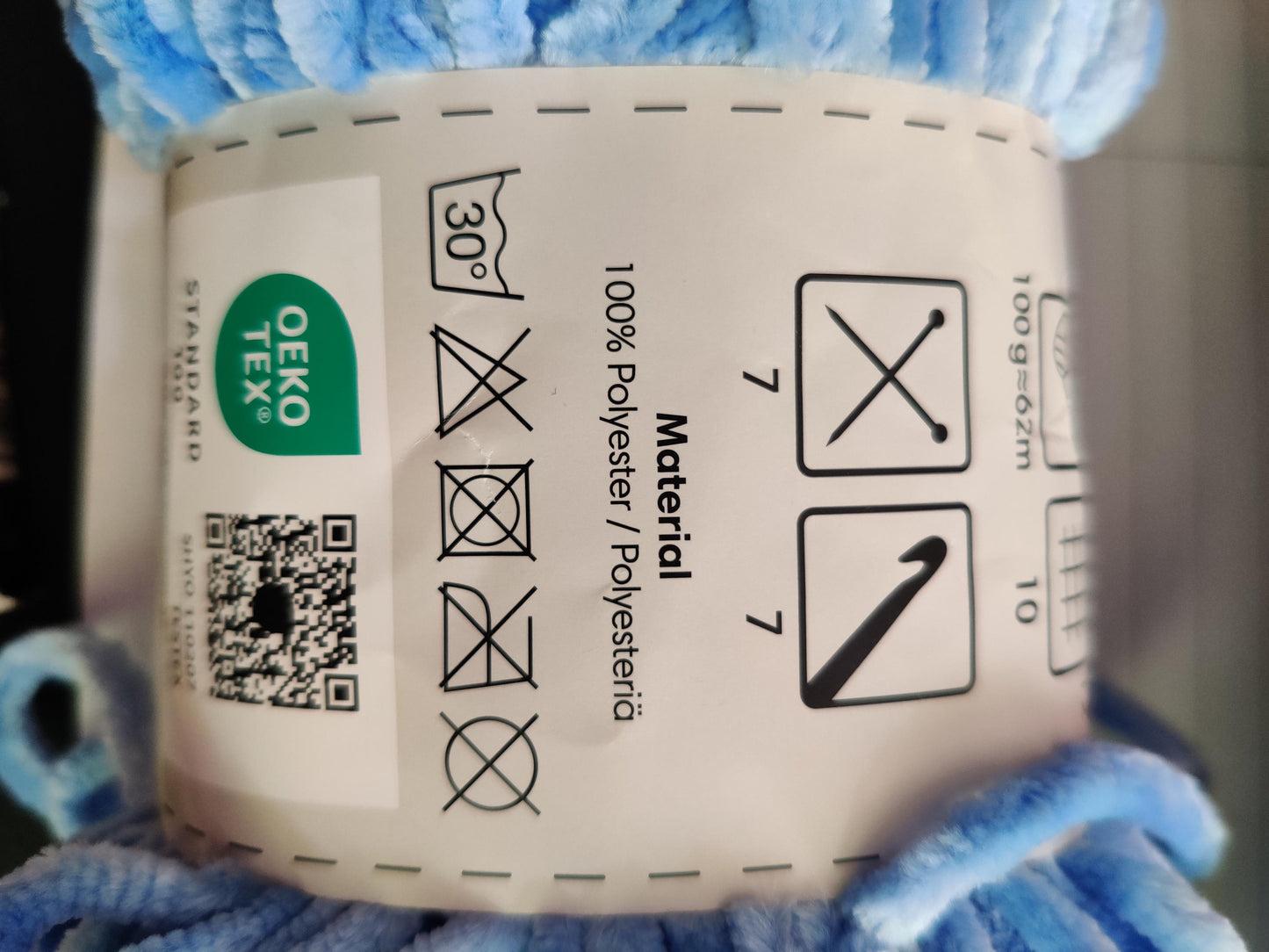 Virkad Snuttefilt - Ljusblå Nalle